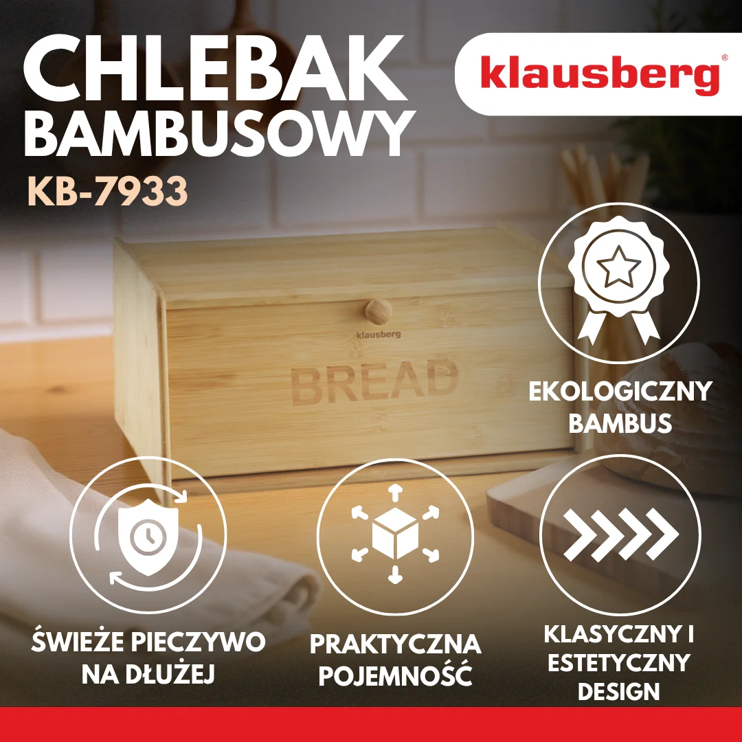 Chlebak bambusowy, 39,5×24,5×18cm, Klausberg, KB-7933 — zdjęcie 3