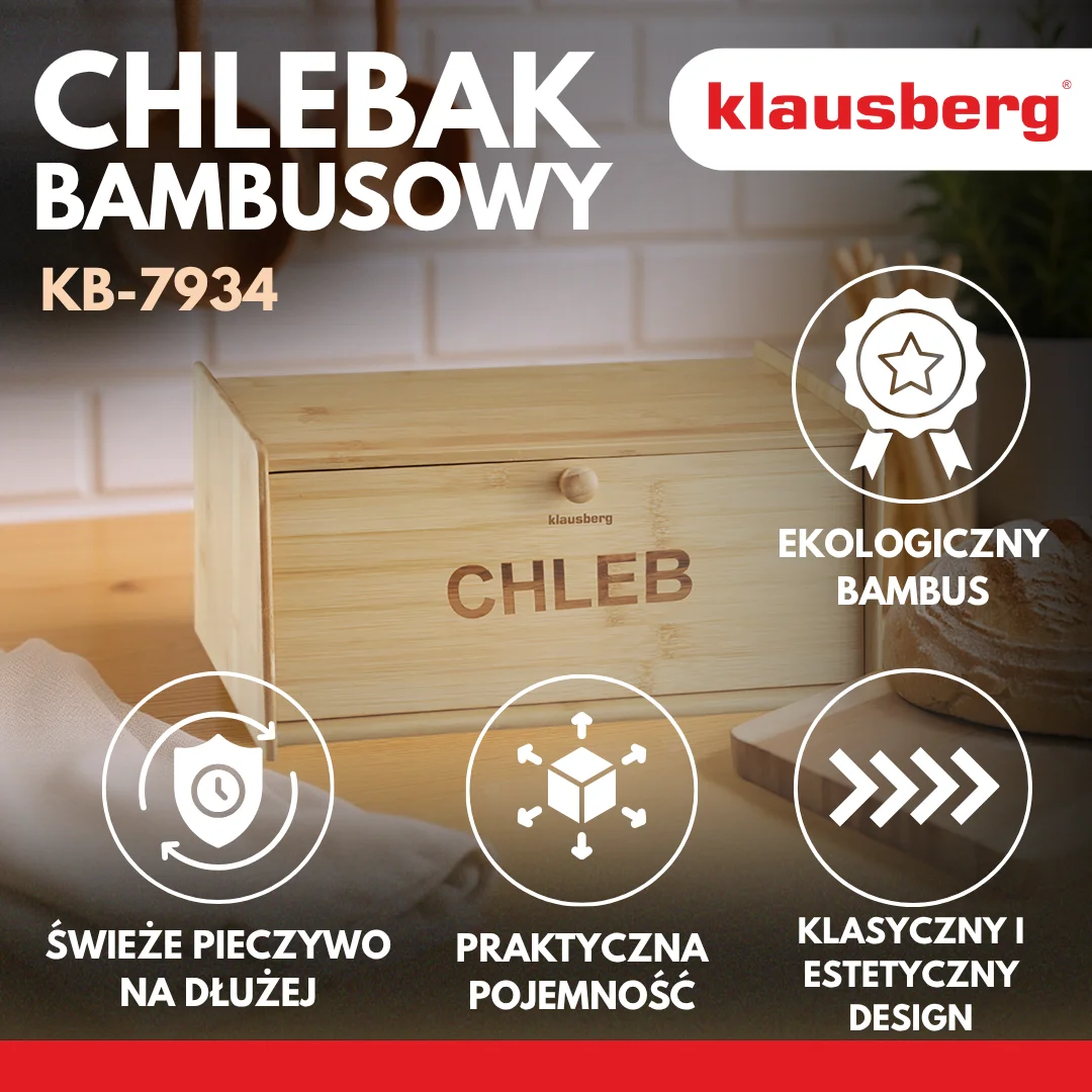 Chlebak bambusowy, 39,5×24,5×18cm, Klausberg, KB-7934 — zdjęcie 3
