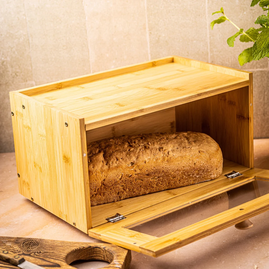 Chlebak bambusowy, akrylowy front, 35,5×24×18cm, Klausberg, KB-7923 — zdjęcie 2