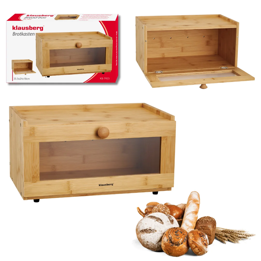 Chlebak bambusowy, akrylowy front, 35,5×24×18cm, Klausberg, KB-7923 — zdjęcie 6