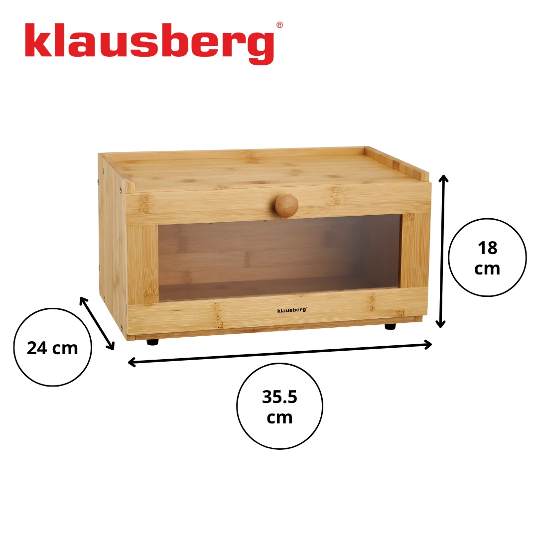 Chlebak bambusowy, akrylowy front, 35,5×24×18cm, Klausberg, KB-7923 — zdjęcie 9