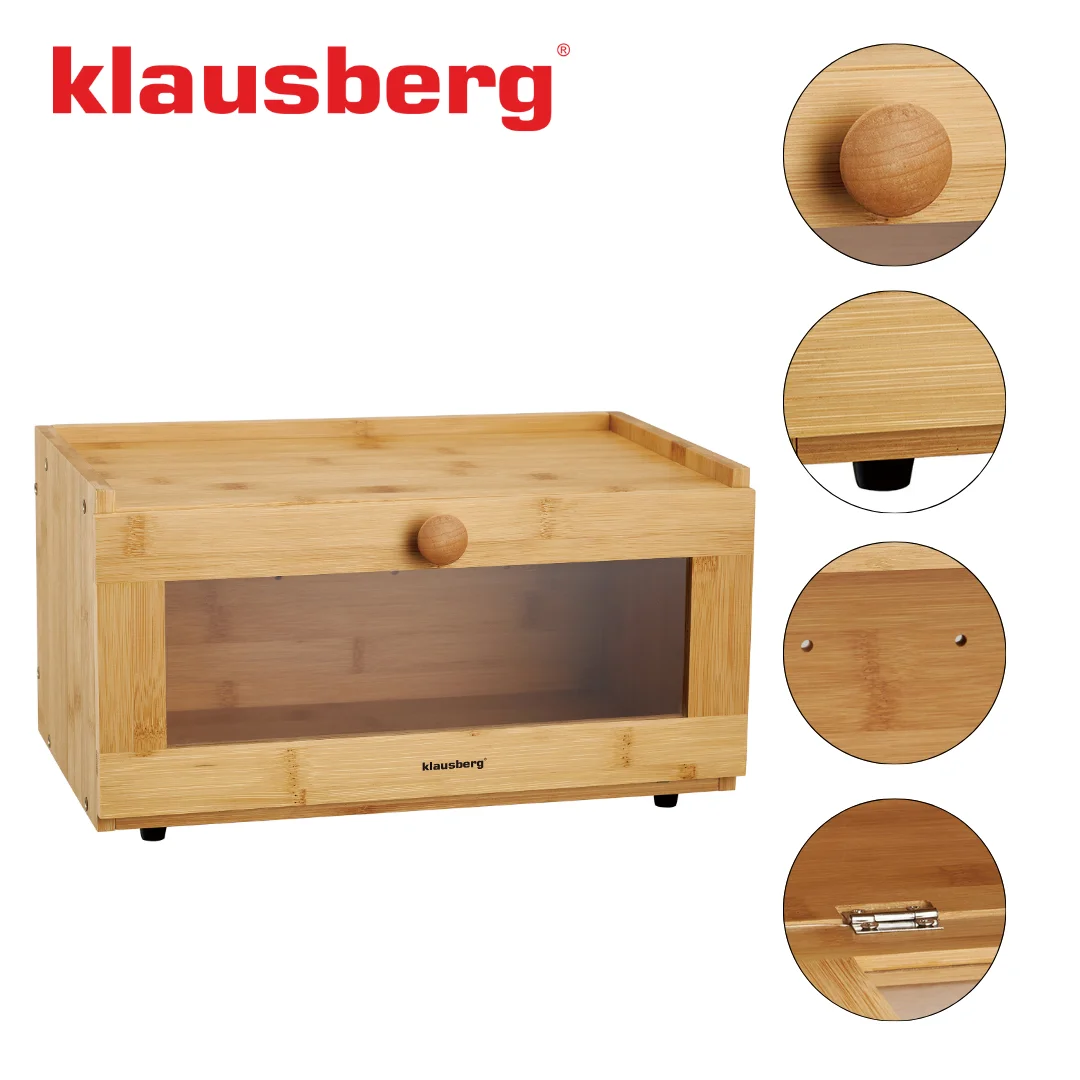 Chlebak bambusowy, akrylowy front, 35,5×24×18cm, Klausberg, KB-7923 — zdjęcie 10