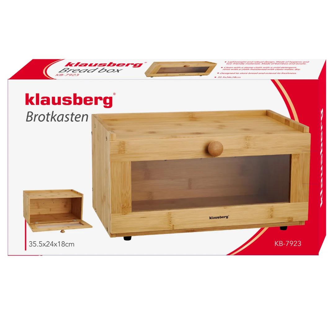 Chlebak bambusowy, akrylowy front, 35,5×24×18cm, Klausberg, KB-7923 — zdjęcie 11