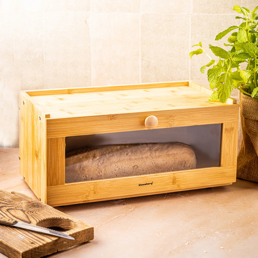 Chlebak bambusowy, akrylowy front, 40×24,5×19cm, Klausberg, KB-7924 — zdjęcie 2