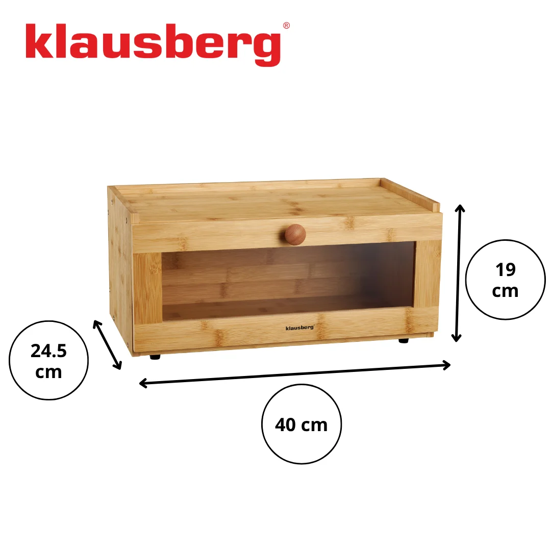 Chlebak bambusowy, akrylowy front, 40×24,5×19cm, Klausberg, KB-7924 — zdjęcie 6