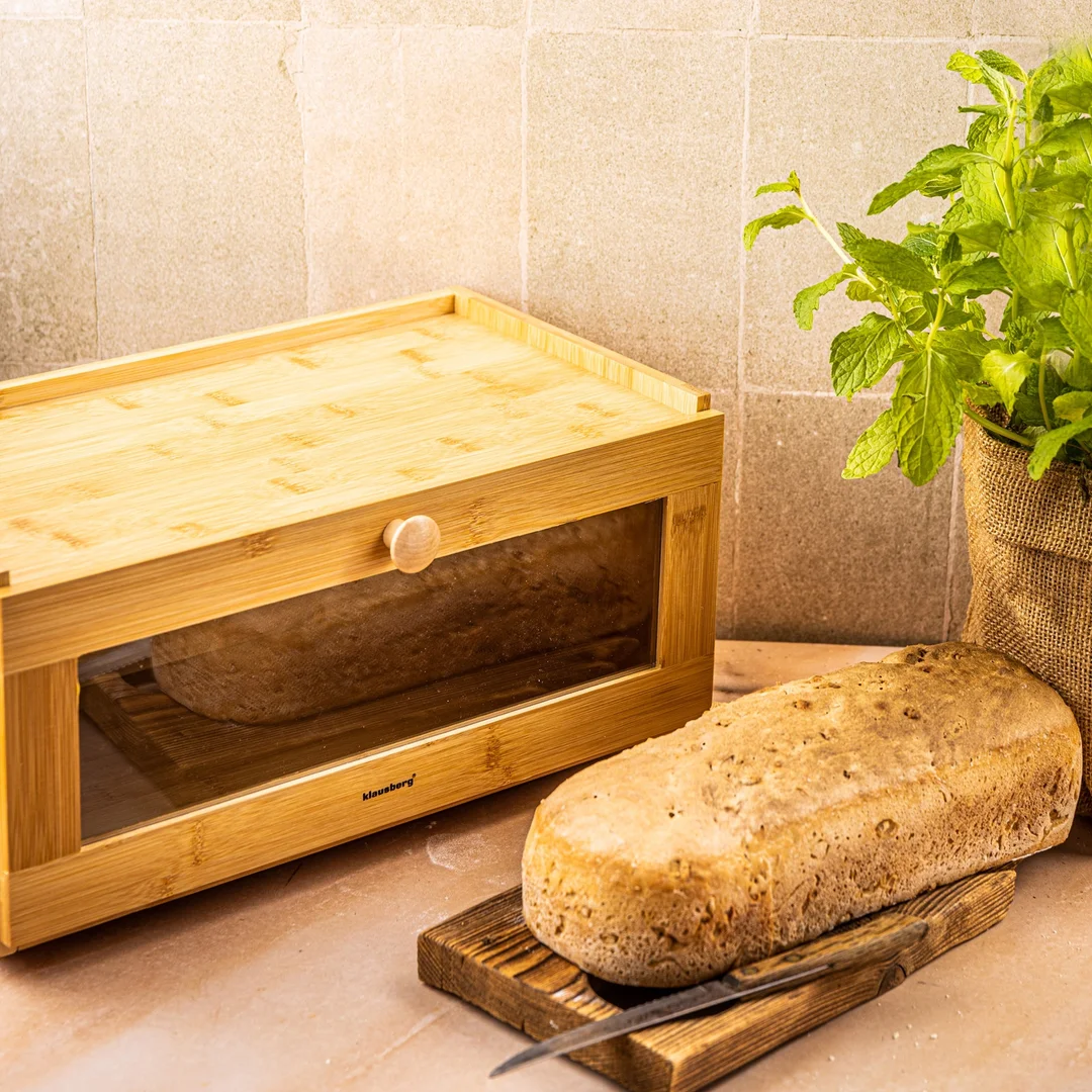 Chlebak bambusowy, akrylowy front, 40×24,5×19cm, Klausberg, KB-7924 — zdjęcie 8