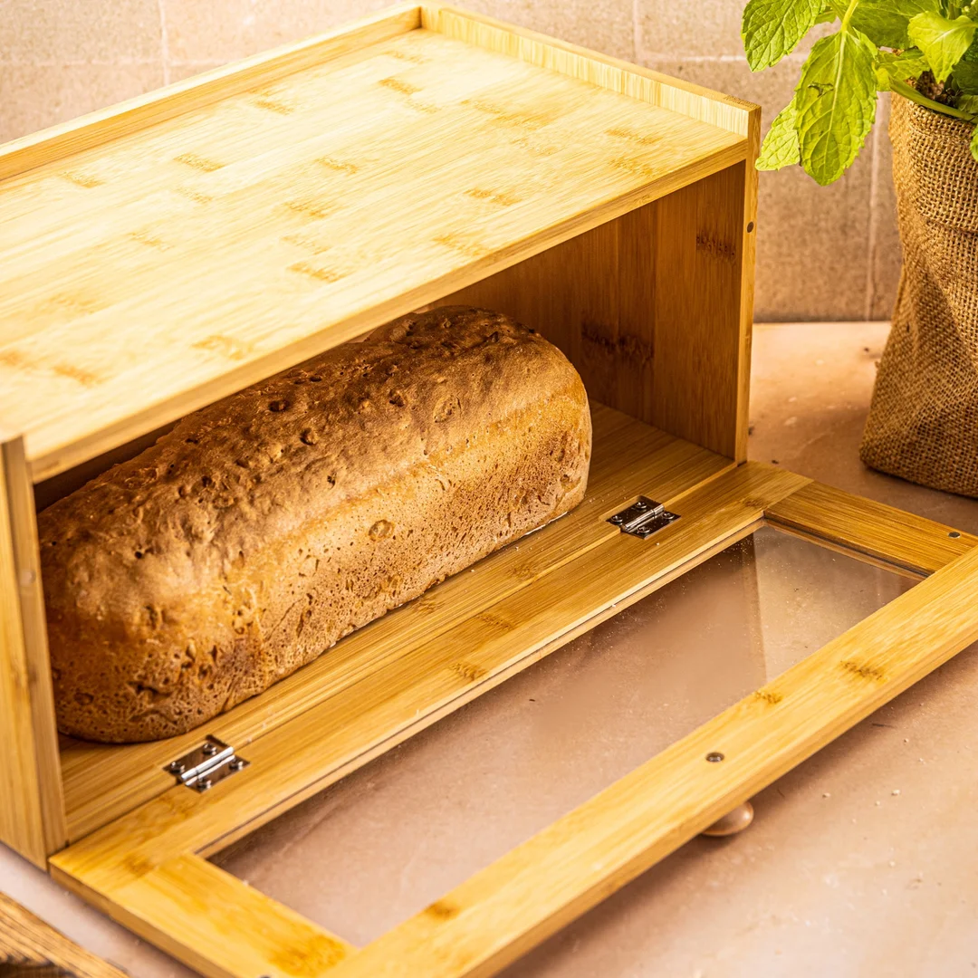 Chlebak bambusowy, akrylowy front, 40×24,5×19cm, Klausberg, KB-7924 — zdjęcie 9