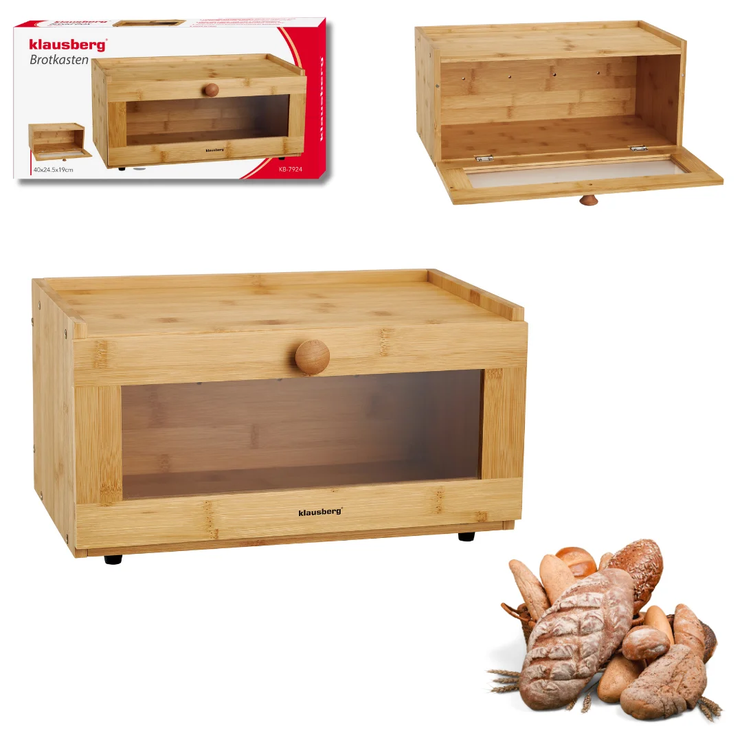 Chlebak bambusowy, akrylowy front, 40×24,5×19cm, Klausberg, KB-7924 — zdjęcie 11