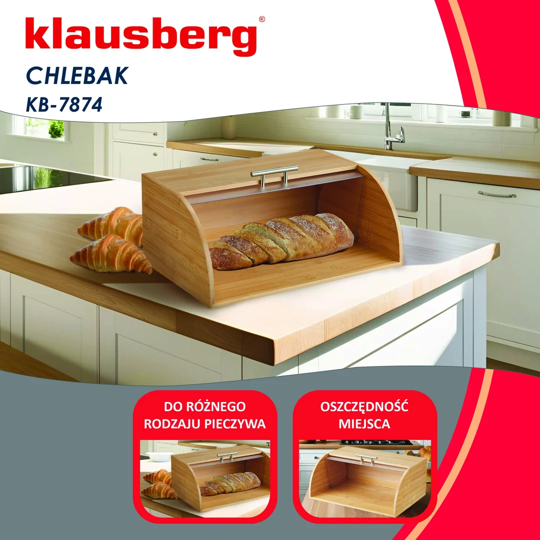 Chlebak bambusowy z akrylową pokrywą, Klausberg, KB-7874 — zdjęcie 8