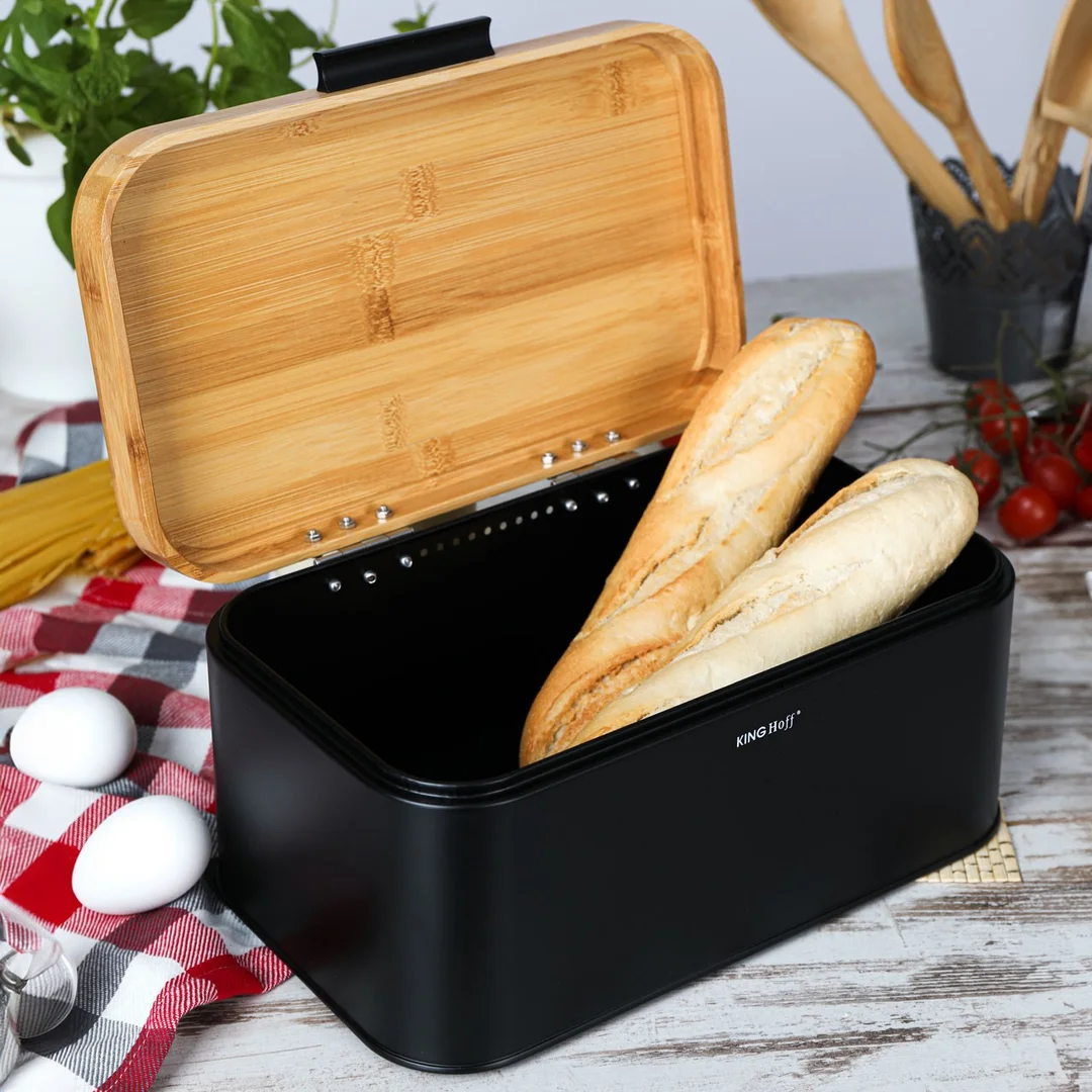 Chlebak czarny, stal 30x20x14cm KINGHoff — zdjęcie 4