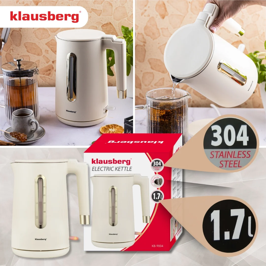 Czajnik elektryczny, 1,7 L, kremowy stal 304, Klausberg KB-9004 — zdjęcie 5