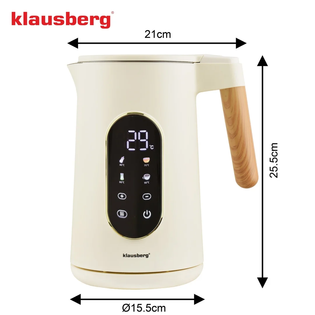 Czajnik elektryczny, 1,7L, LED dotykowy, regulacja temperatury, Klausberg — zdjęcie 7