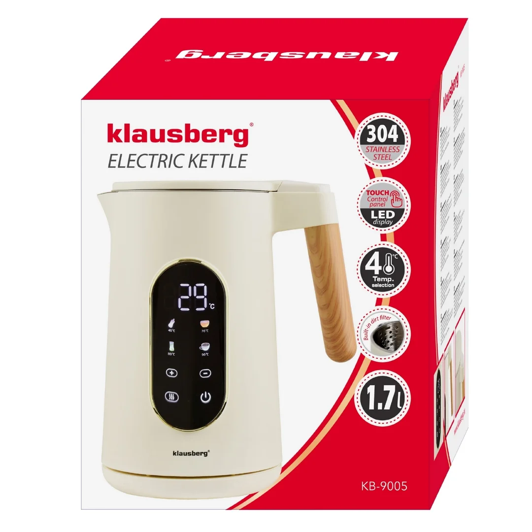 Czajnik elektryczny, 1,7L, LED dotykowy, regulacja temperatury, Klausberg — zdjęcie 8