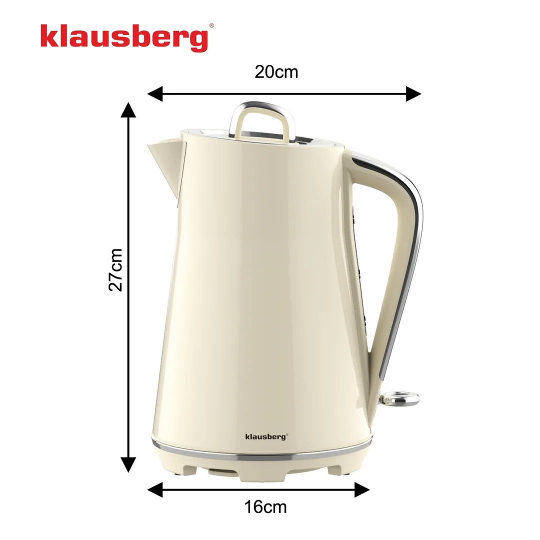 Czajnik elektryczny, stal nierdzewna, kremowy, 1,7l, 1850-2200W, Klausberg, KB-9016 — zdjęcie 5
