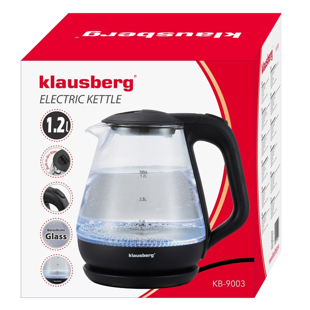 Czajnik elektryczny, szklany, 1,2 L, LED, Klausberg KB-9003 — zdjęcie 10