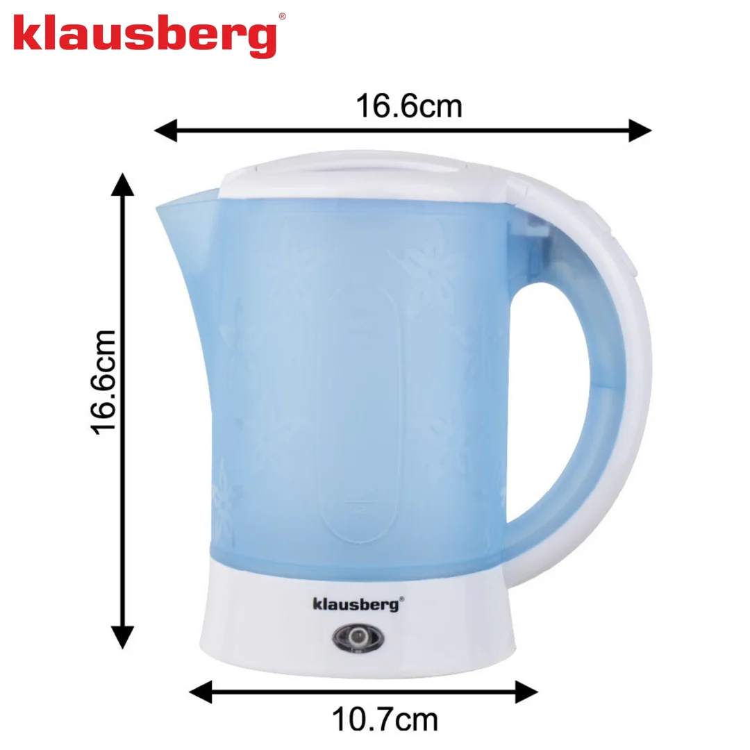 Czajnik elektryczny, turystyczny, 0,6L, 2 kubki + 2 łyżeczki, Klausberg — zdjęcie 6