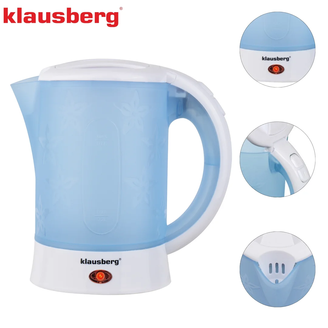 Czajnik elektryczny, turystyczny, 0,6L, 2 kubki + 2 łyżeczki, Klausberg — zdjęcie 8