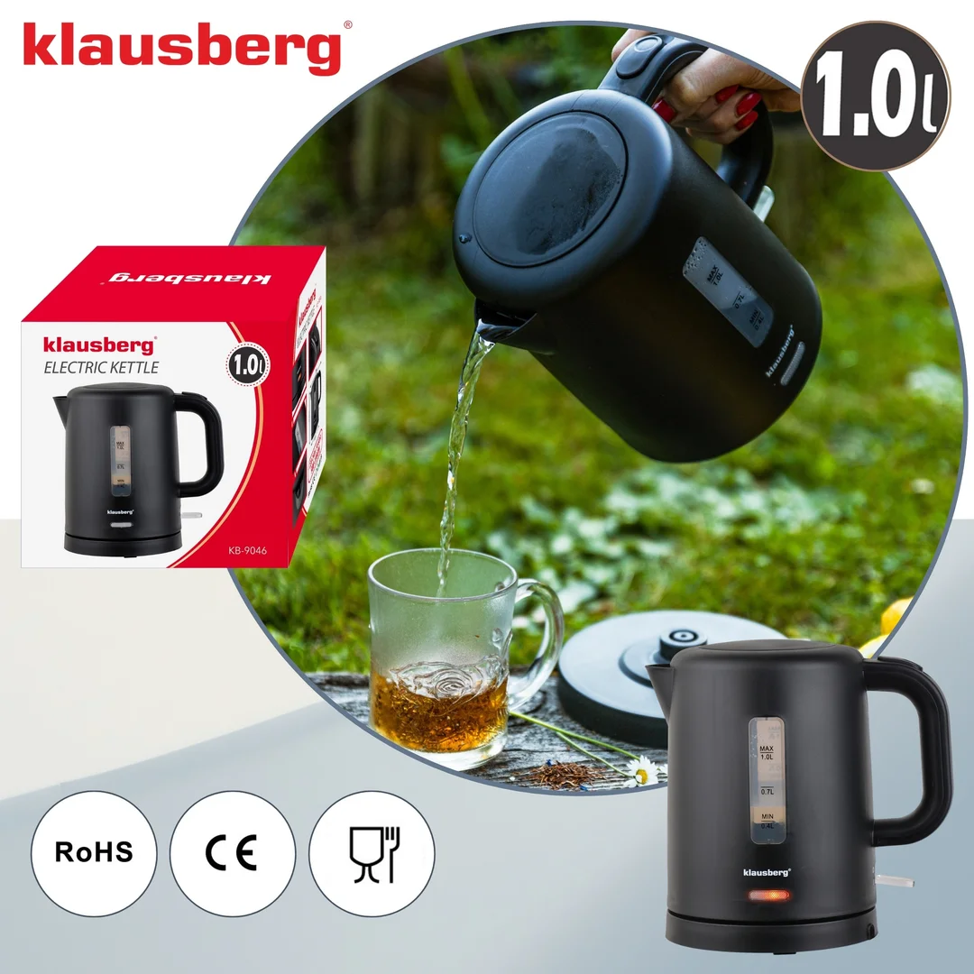 Czajnik elektryczny, turystyczny, czarny, 1,0L, Klausberg, KB-9046 — zdjęcie 4
