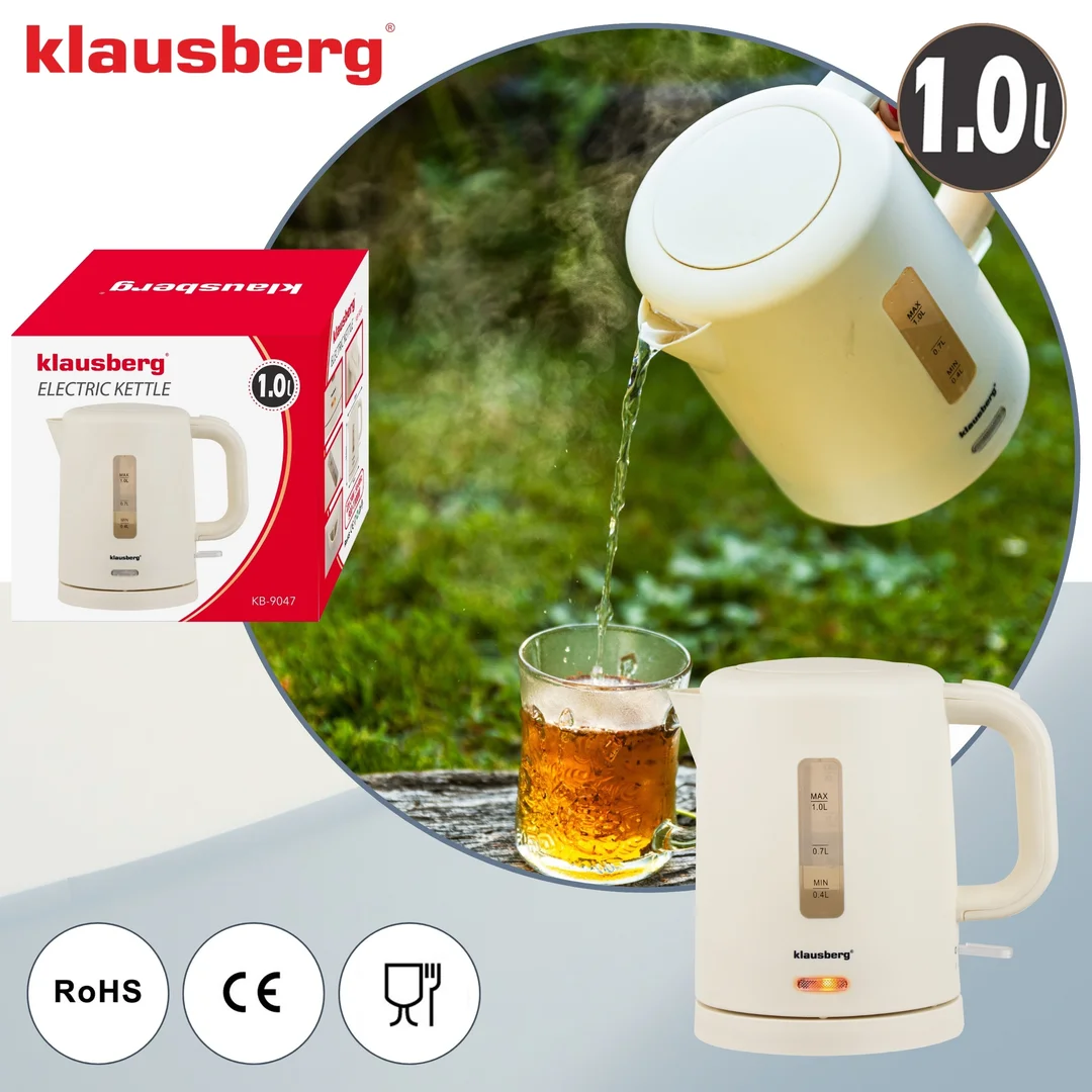 Czajnik elektryczny, turystyczny, kremowy, 1,0L, Klausberg, KB-9047 — zdjęcie 4