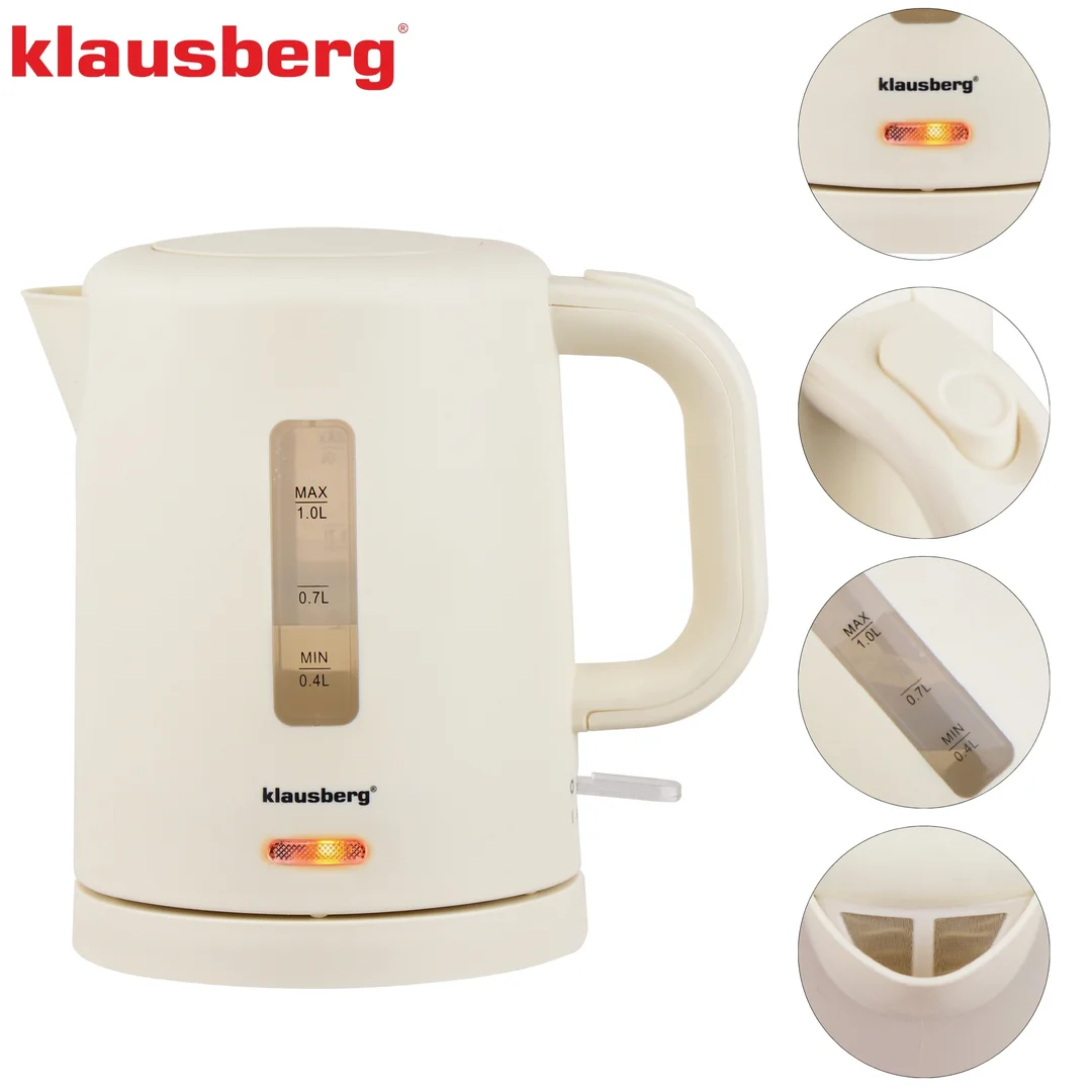 Czajnik elektryczny, turystyczny, kremowy, 1,0L, Klausberg, KB-9047 — zdjęcie 9