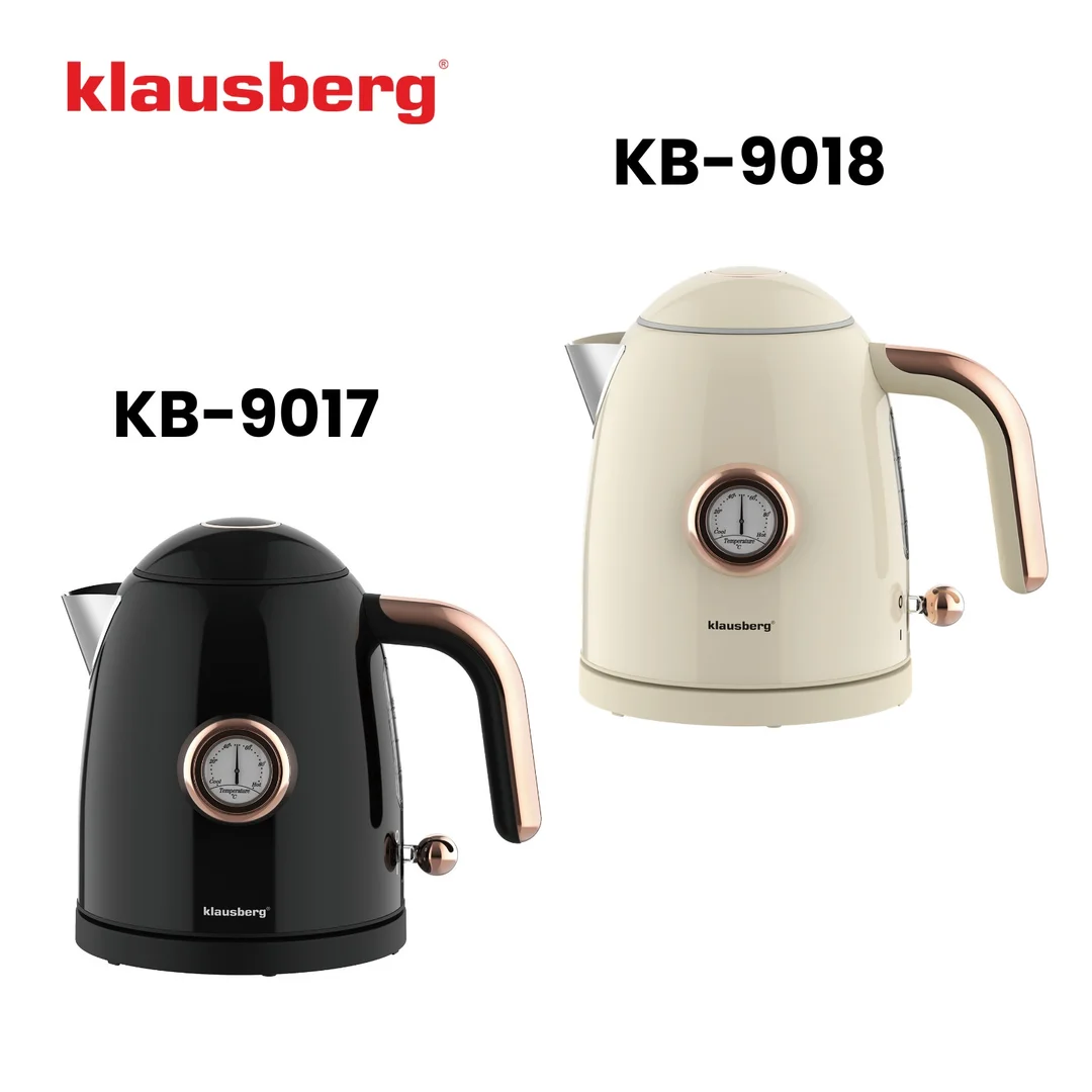 Czajnik elektryczny z termometrem, stal nierdzewna, czarny, 1,0l, 1200W, Klausberg, KB-9017 — zdjęcie 10