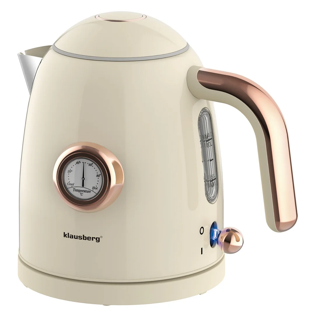 Czajnik elektryczny z termometrem, stal nierdzewna, kremowy, 1,0l, 1200W, Klausberg, KB-9018 — zdjęcie 12