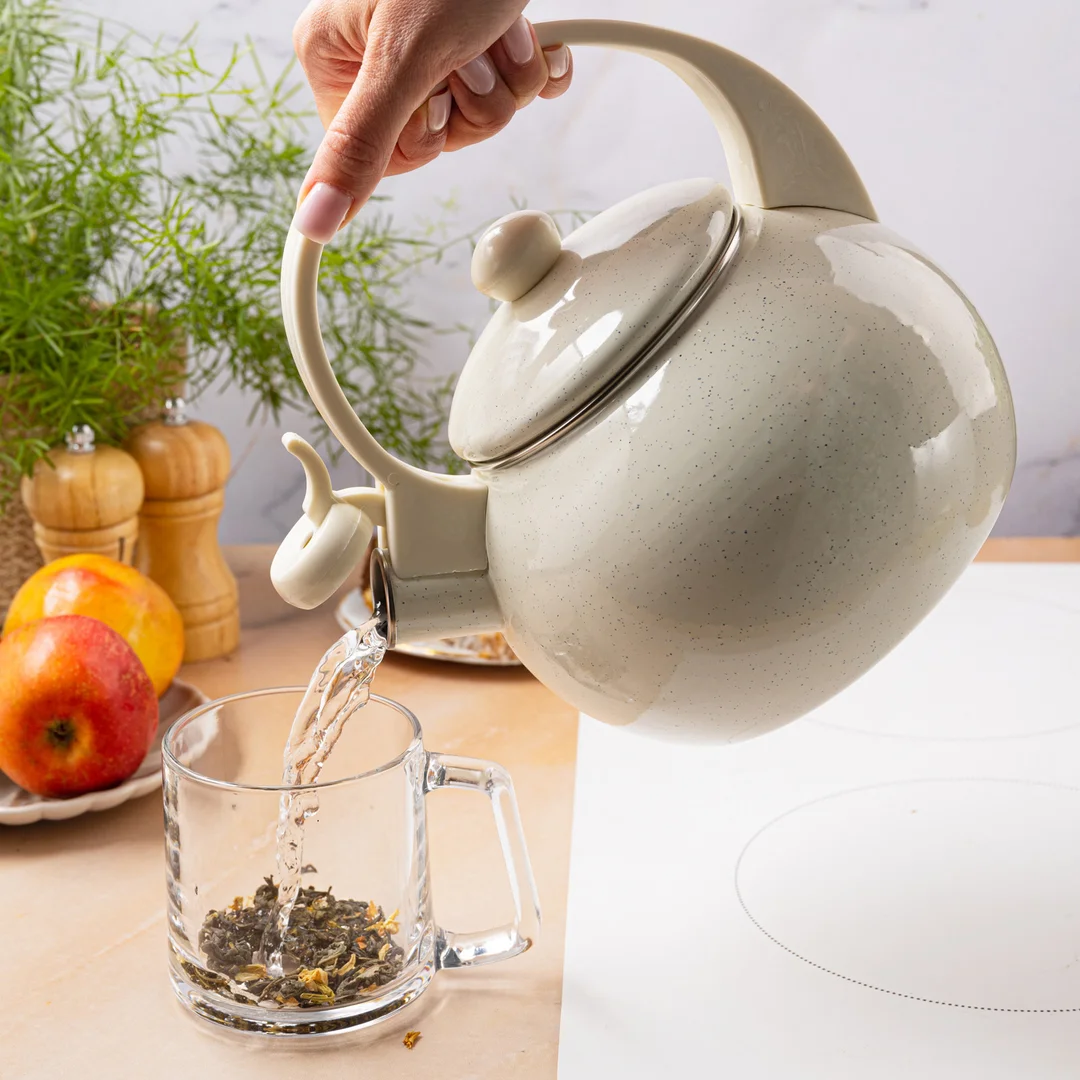 Czajnik emaliowany, z gwizdkiem, 2L, biały, KINGHoff, KH-2040 — zdjęcie 2