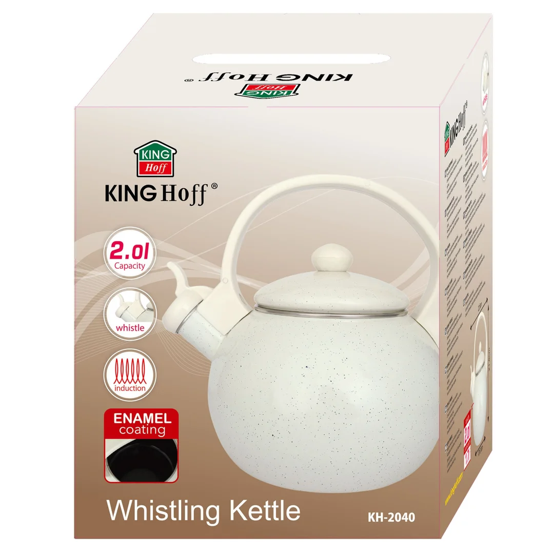 Czajnik emaliowany, z gwizdkiem, 2L, biały, KINGHoff, KH-2040 — zdjęcie 6