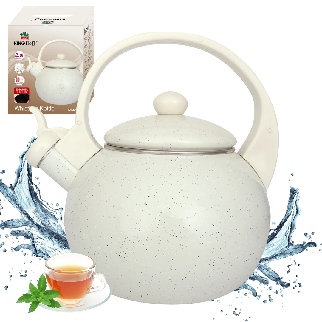 Czajnik emaliowany, z gwizdkiem, 2L, biały, KINGHoff, KH-2040 — zdjęcie 9