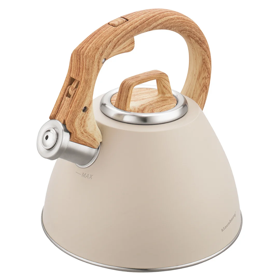 Czajnik stalowy 2,5 L beżowy z uchwytem drewnopodobnym, Klausberg KB-7954 — zdjęcie 12