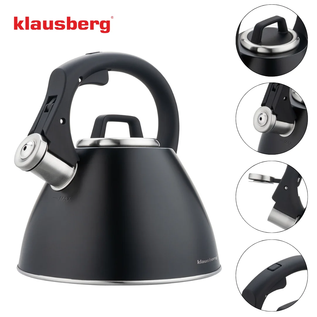 Czajnik stalowy 2,5 L czarny mat z uchwytem Soft-Touch, Klausberg KB-7952 — zdjęcie 10