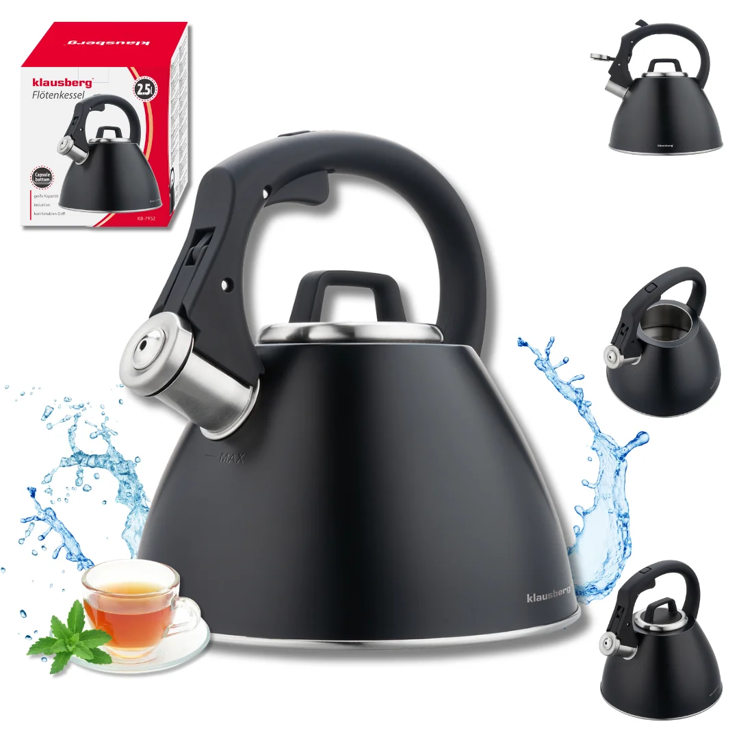 Czajnik stalowy 2,5 L czarny mat z uchwytem Soft-Touch, Klausberg KB-7952 — zdjęcie 11
