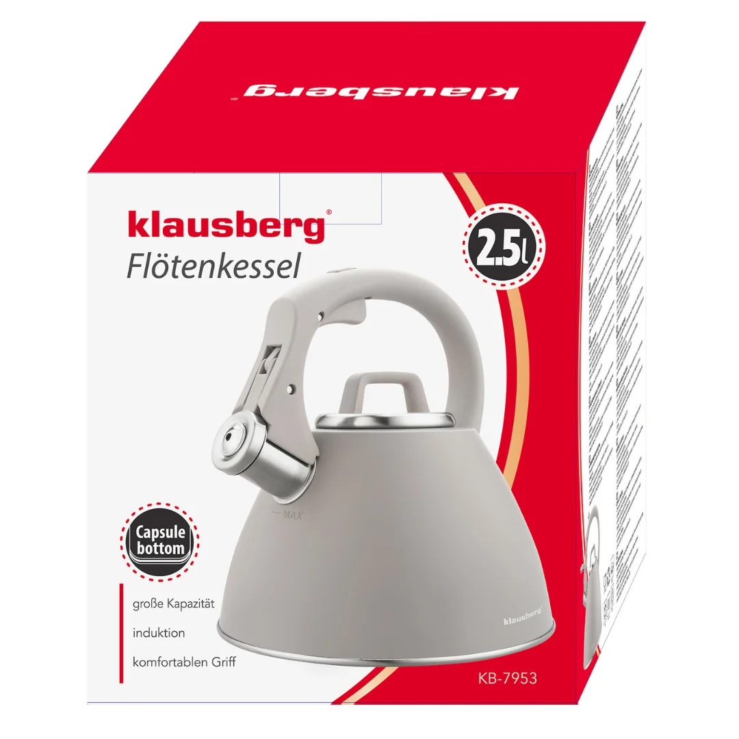 Czajnik stalowy 2,5 L w kolorze szary, Klausberg KB-7953 — zdjęcie 6