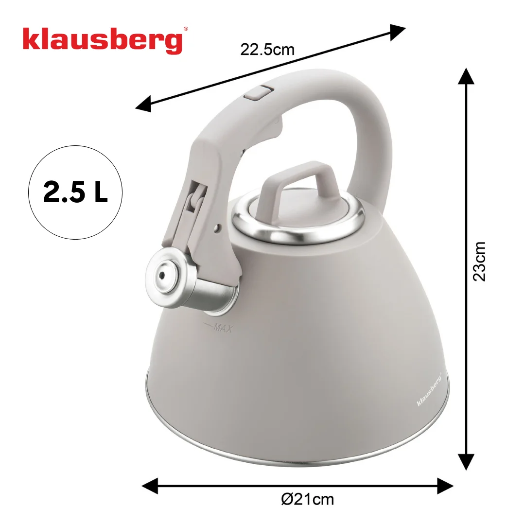 Czajnik stalowy 2,5 L w kolorze szary, Klausberg KB-7953 — zdjęcie 7
