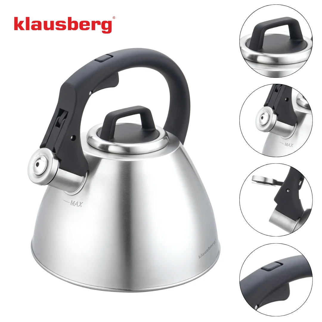 Czajnik stalowy 2,5 L z gwizdkiem i uchwytem Soft-Touch, Klausberg KB-7951 — zdjęcie 9