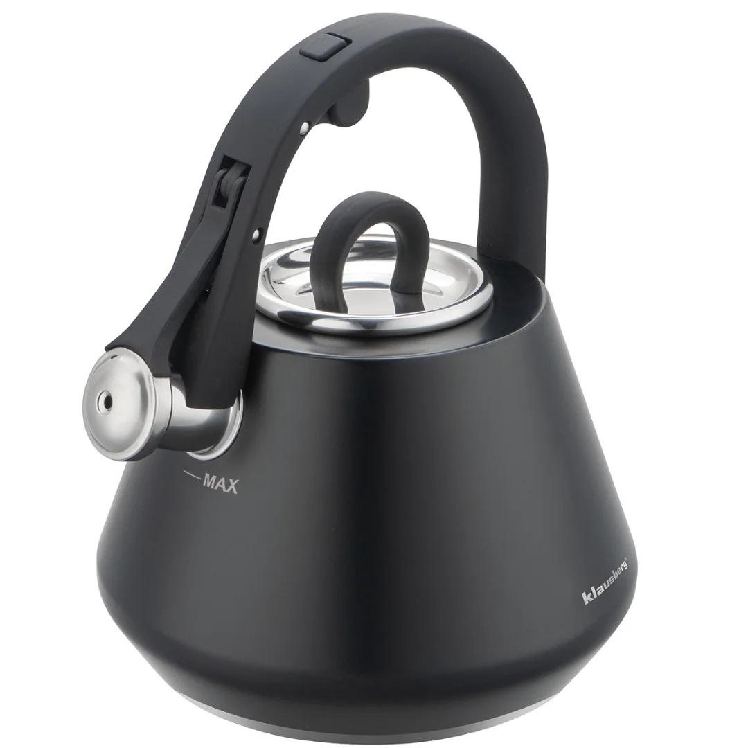 Czajnik stalowy z gwizdkiem 2,5 L czarny mat, Klausberg KB-7948 — zdjęcie 13
