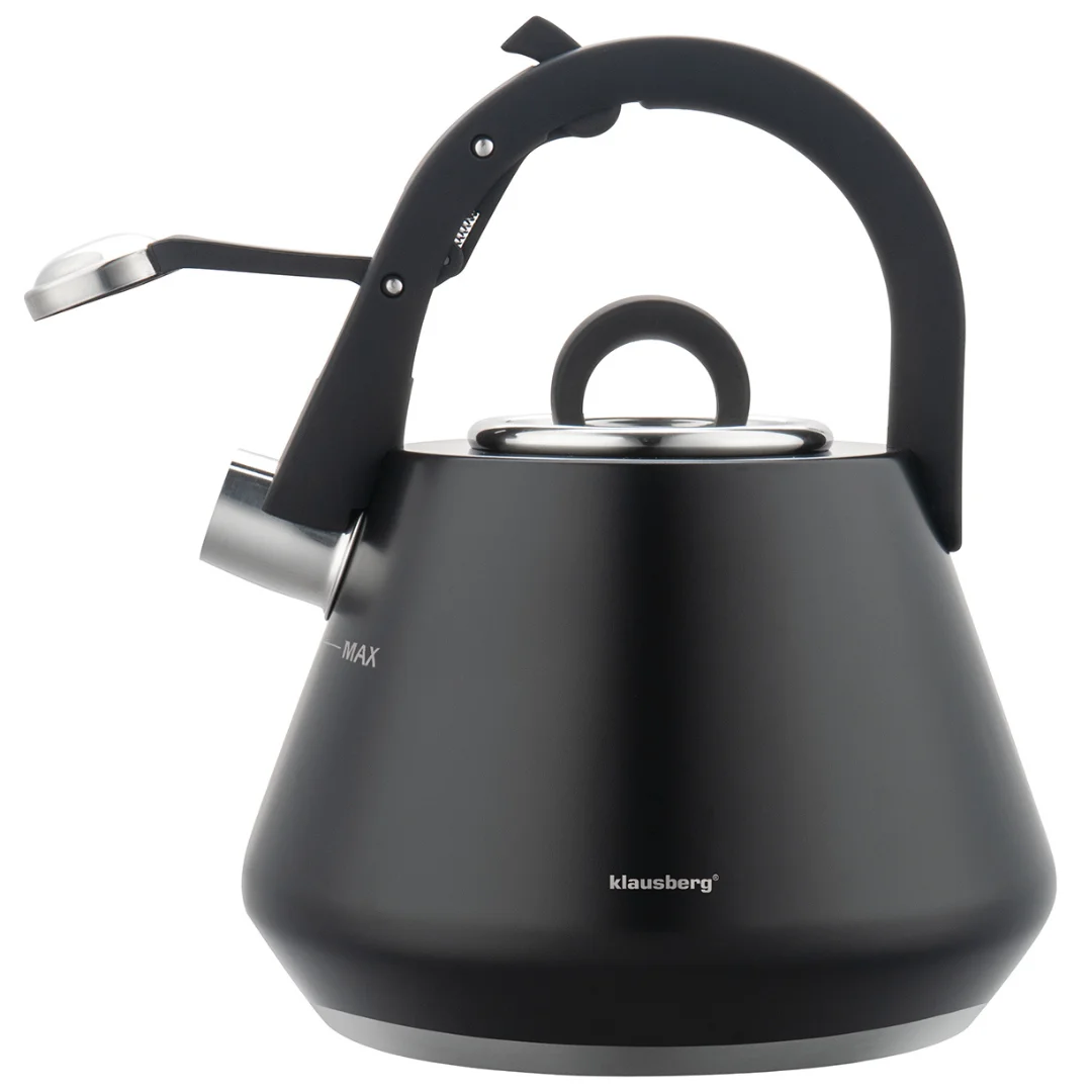 Czajnik stalowy z gwizdkiem 2,5 L czarny mat, Klausberg KB-7948 — zdjęcie 14