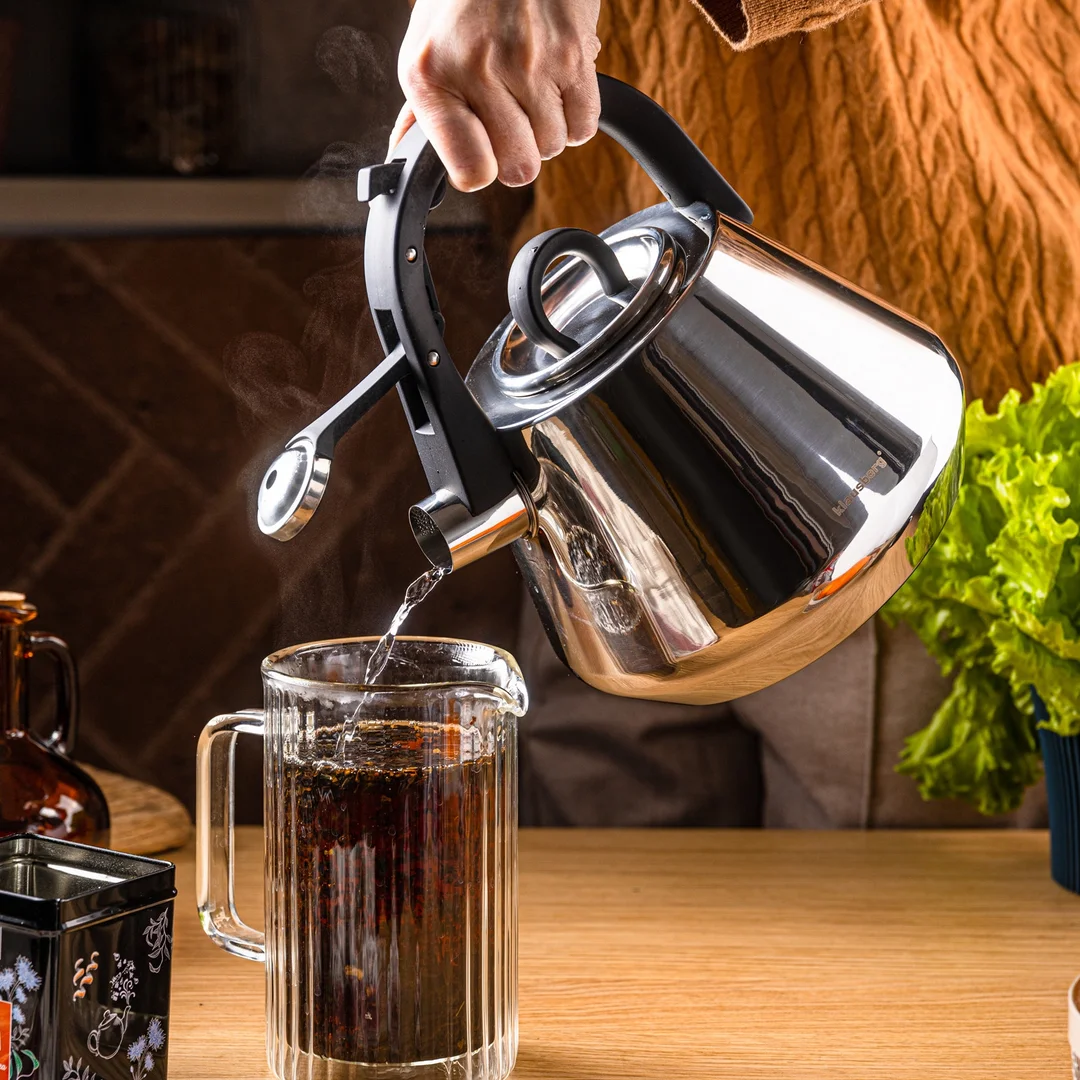 Czajnik stalowy z gwizdkiem 2,5 L połysk, indukcja, Klausberg KB-7947 — zdjęcie 2