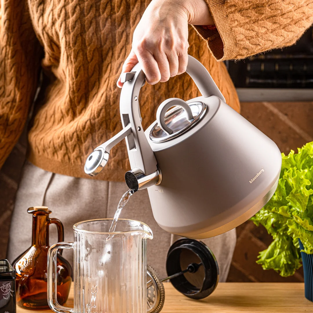 Czajnik stalowy z gwizdkiem 2,5 L szary mat, indukcja, Klausberg KB-7949 — zdjęcie 2