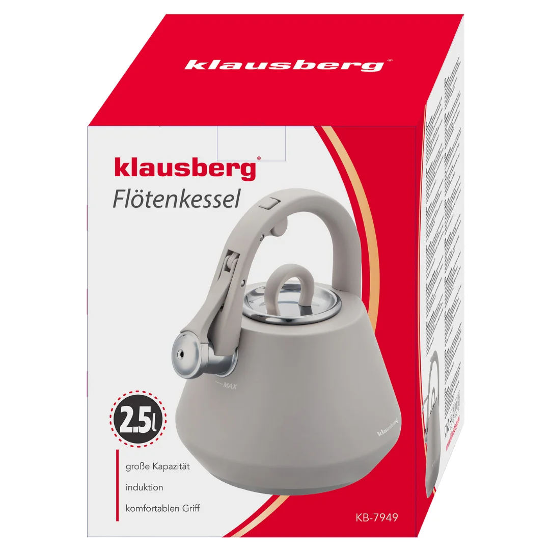 Czajnik stalowy z gwizdkiem 2,5 L szary mat, indukcja, Klausberg KB-7949 — zdjęcie 8