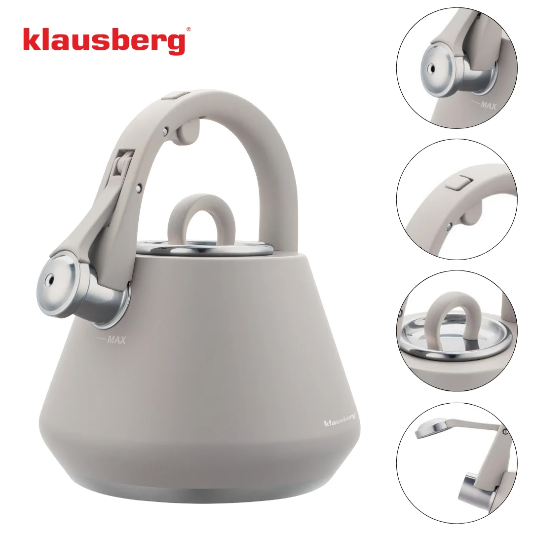 Czajnik stalowy z gwizdkiem 2,5 L szary mat, indukcja, Klausberg KB-7949 — zdjęcie 10