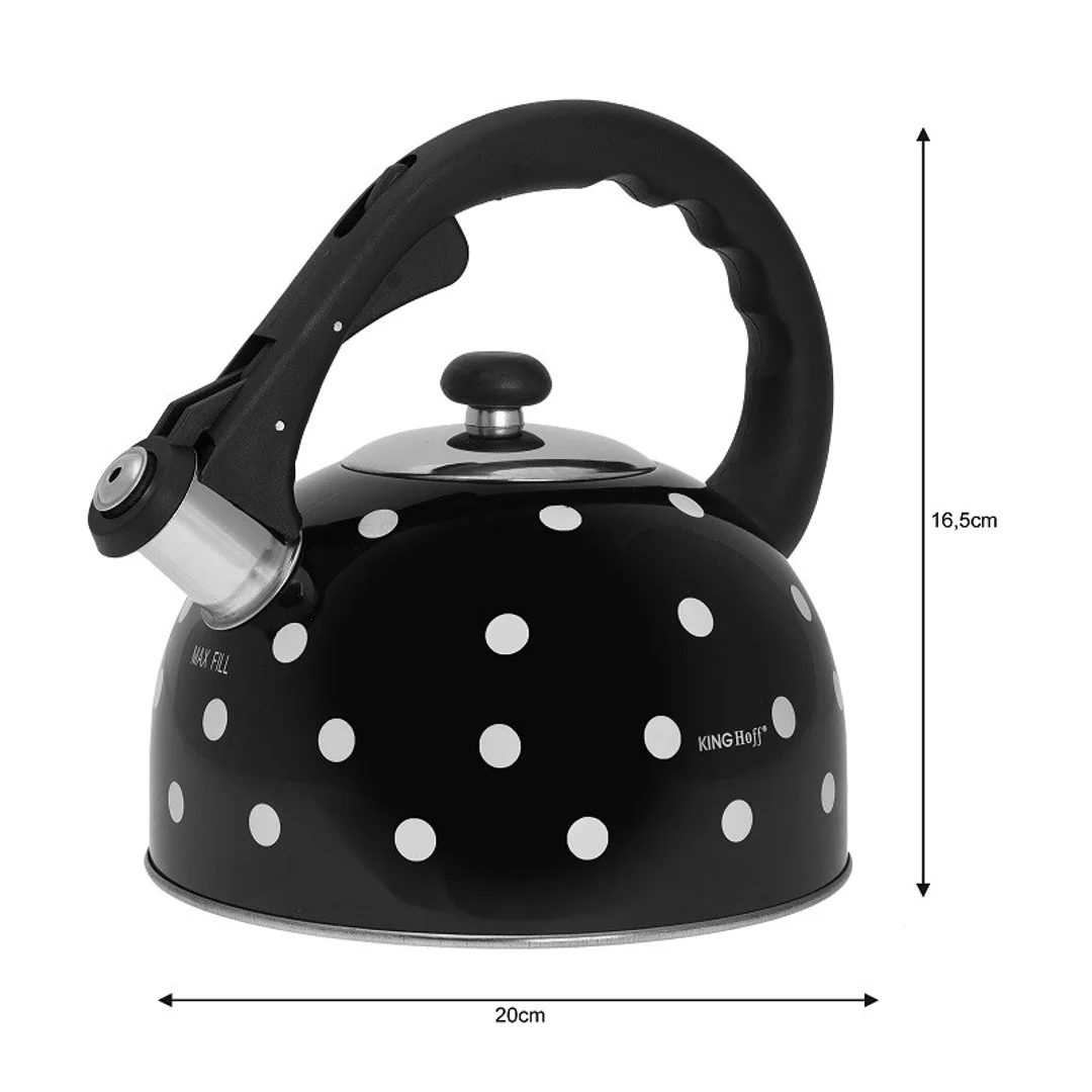 Czajnik tradycyjny, stal, 2,6l w kropki Kinghoff — zdjęcie 5