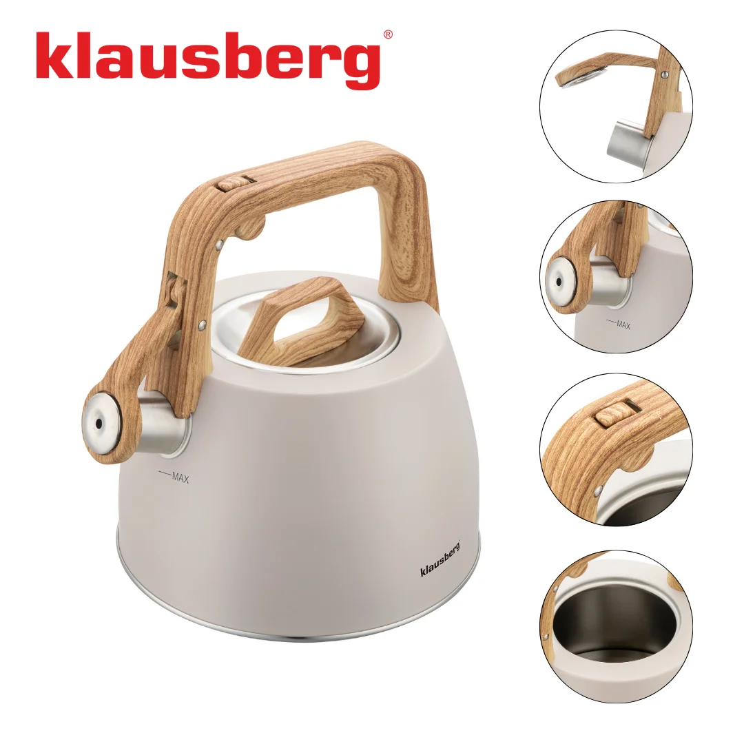 Czajnik tradycyjny, z gwizdkiem, beżowy, 2,5l, Klausberg, KB-7917 — zdjęcie 6