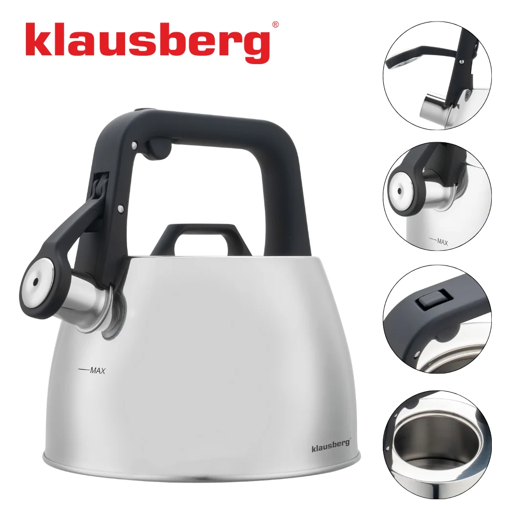 Czajnik tradycyjny, z gwizdkiem, srebrny, 2,5l, Klausberg, KB-7914 — zdjęcie 14