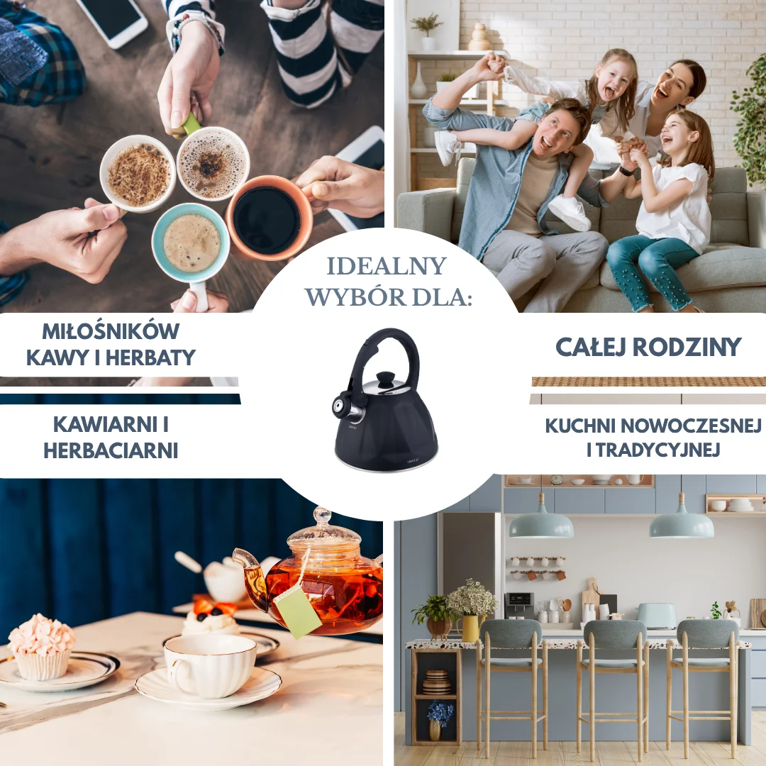 Czajnik z gwizdkiem, 2 L, kolor czarny mat, stal nierdzewna — zdjęcie 5
