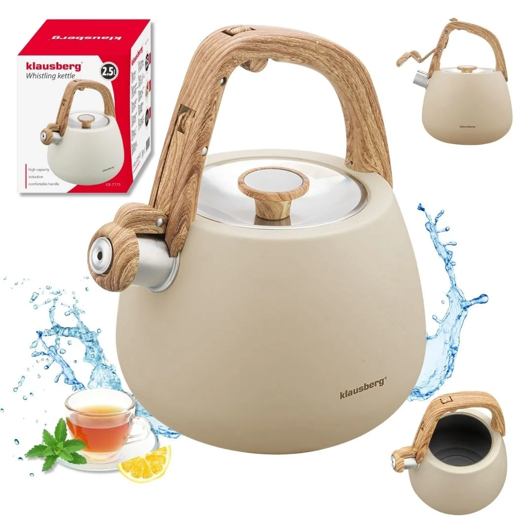 Czajnik z gwizdkiem, beżowy, 2.5L, Klausberg, KB-7775 — zdjęcie 10