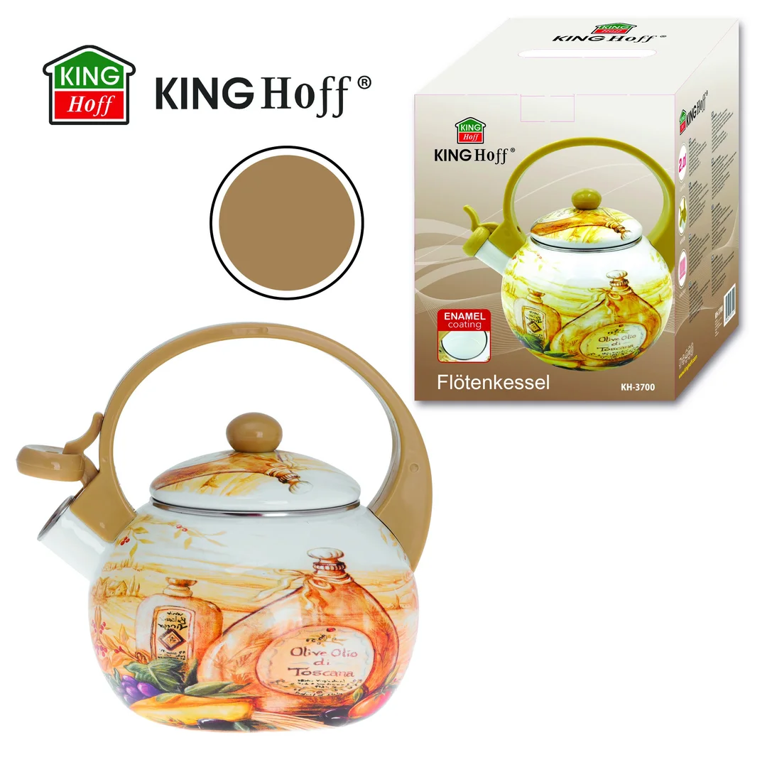 Czajnik z gwizdkiem, stal emaliowana, wzór - toskańska oliwa, 2l, KINGHoff, KH-3700 — zdjęcie 12