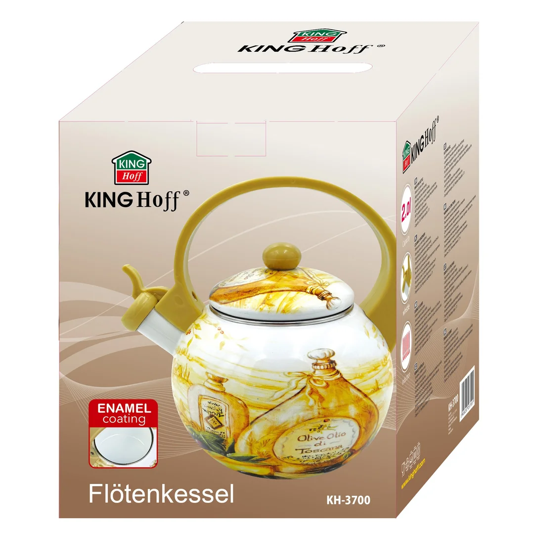 Czajnik z gwizdkiem, stal emaliowana, wzór - toskańska oliwa, 2l, KINGHoff, KH-3700 — zdjęcie 8