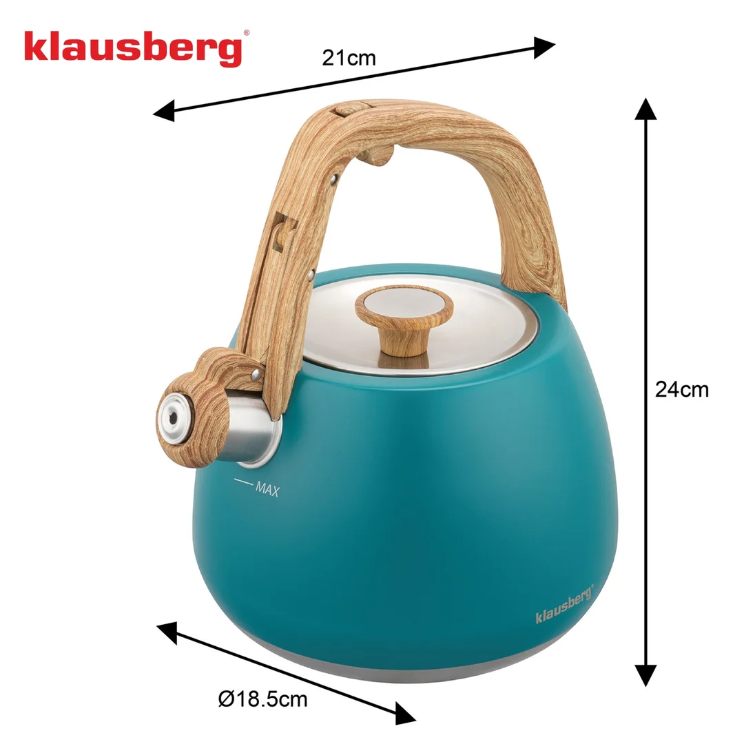 Czajnik z gwizdkiem, tradycyjny, 2,5L, turkusowy kolor, Klausberg, KB-9040 — zdjęcie 6