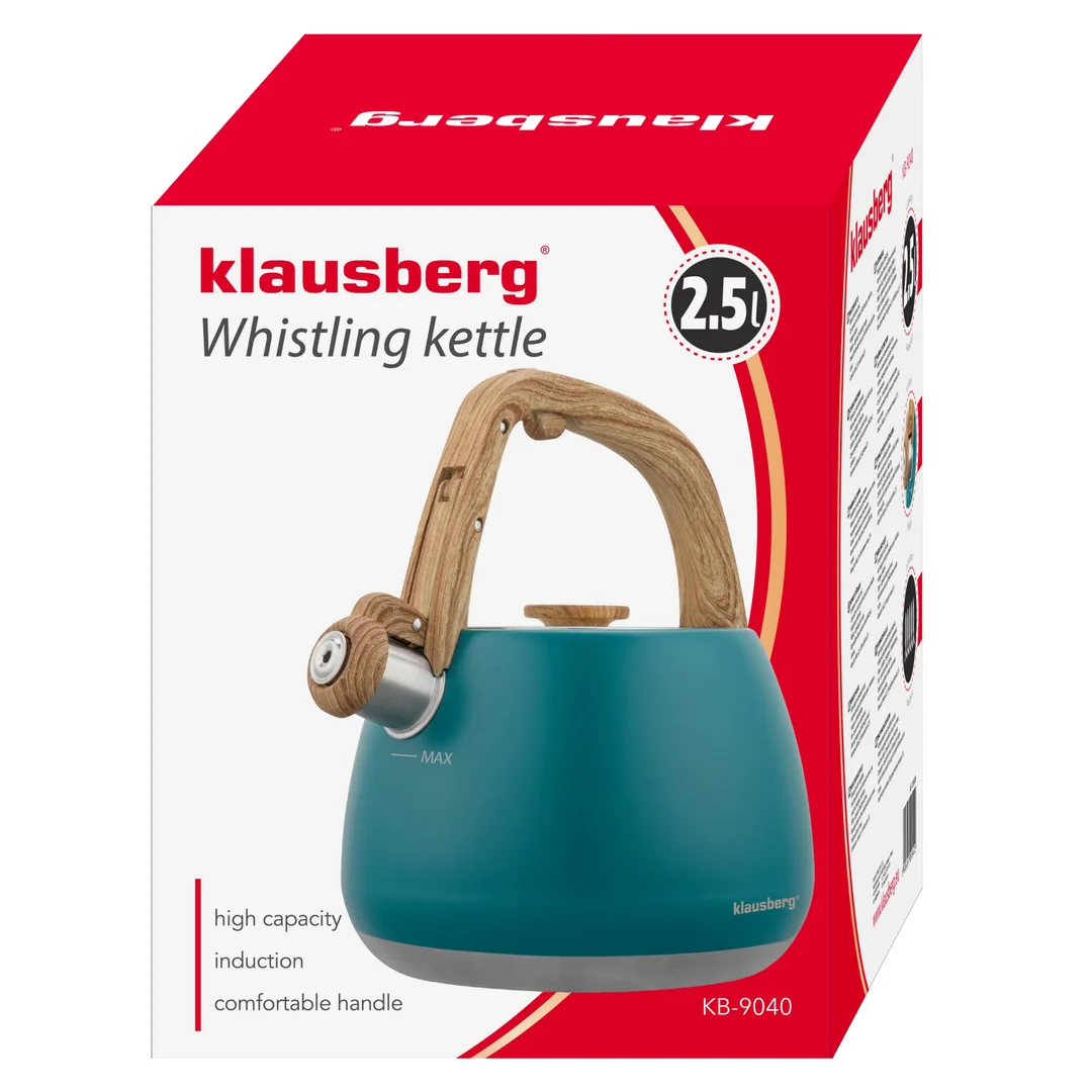 Czajnik z gwizdkiem, tradycyjny, 2,5L, turkusowy kolor, Klausberg, KB-9040 — zdjęcie 7